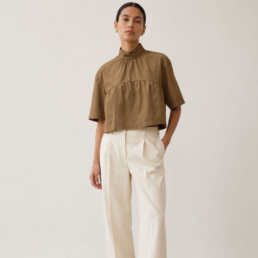 Everlane The Tiered Mockneck Top Brown Size XX-Small NWT